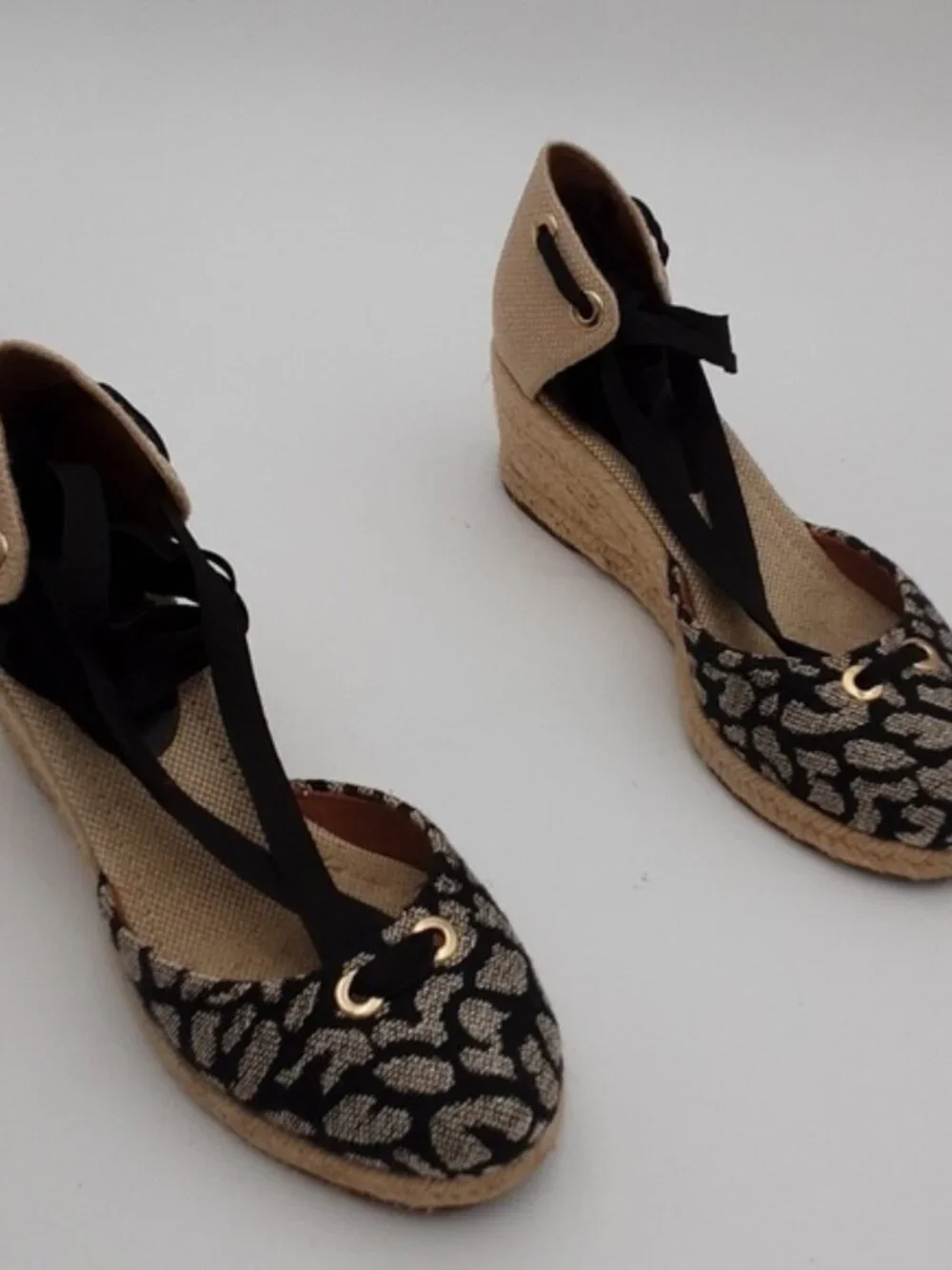 Santa Lolla women espadrille 6 animals printed metallic black boho vacation Y2K